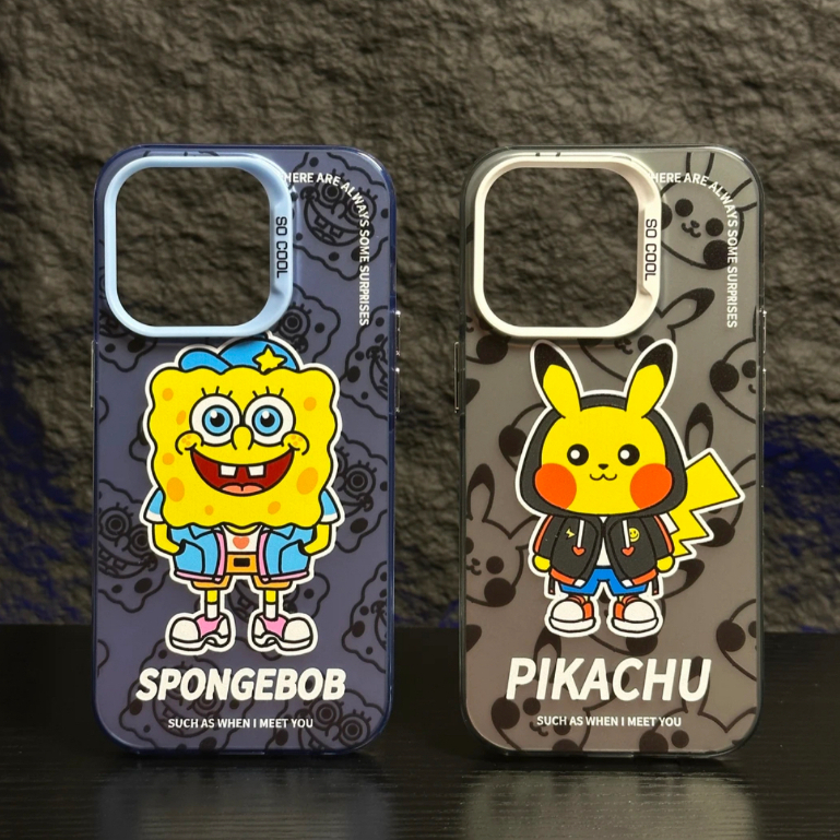Ốp Điện Thoại Acrylic Cứng Hai Lớp Hình SpongeBob Màu Bạc / Bạc Cho compatible for iPhone 11 12 13 14 pro max