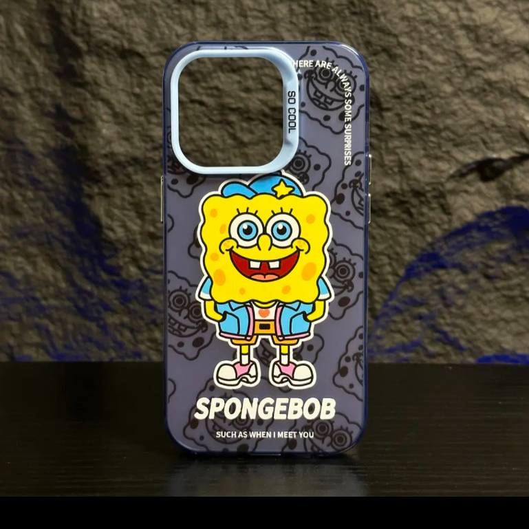 Ốp Điện Thoại Acrylic Cứng Hai Lớp Hình SpongeBob Màu Bạc / Bạc Cho compatible for iPhone 11 12 13 14 pro max