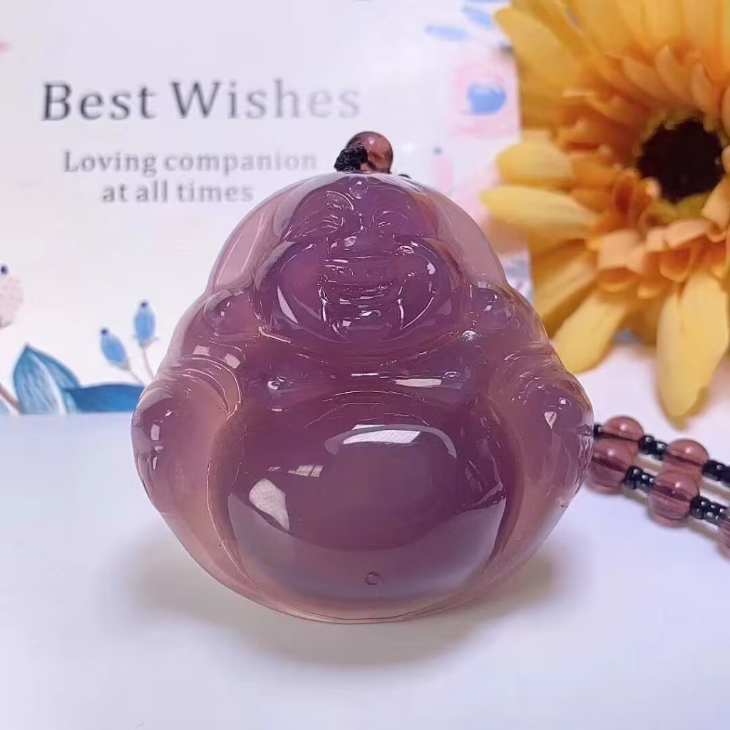 Mặt Vòng cổ Phật Bằng Đá Mã Não Tím Tự Nhiên