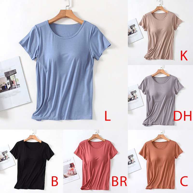Áo Thun Tay Ngắn Cổ Tròn Màu Sắc Trơn Dễ Phối Đồ Thời Trang Cho Nữ