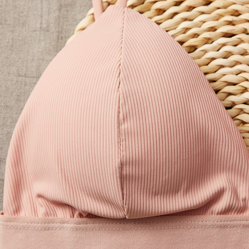 Áo Ngực Tam Giác Cúp Ngực Mỏng Cổ Chữ V Sâu Màu Trơn Kiểu Pháp Cho Nữ