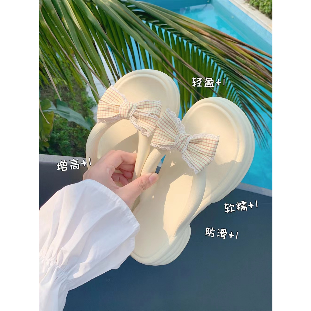 Dép Xỏ Ngón Đế Dày Đính Nơ Thời Trang Cho Nữ