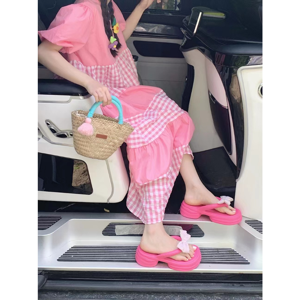 Dép Xỏ Ngón Đế Dày Đính Nơ Thời Trang Cho Nữ