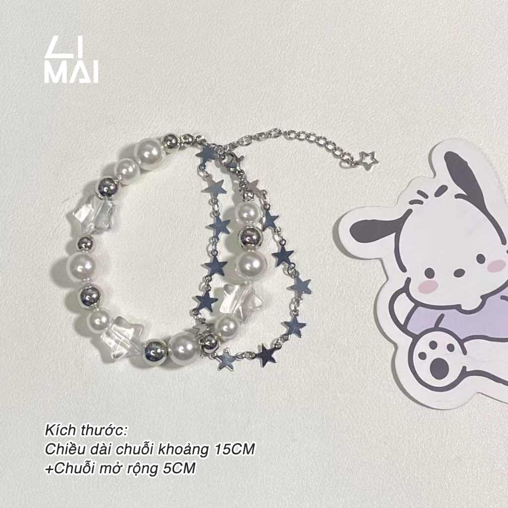 Vòng đeo tay ngọc trai đính cườm Sinh viên nữ trang trí tay đôi khảm Zircon Star Bracelet Phụ kiện thời trang