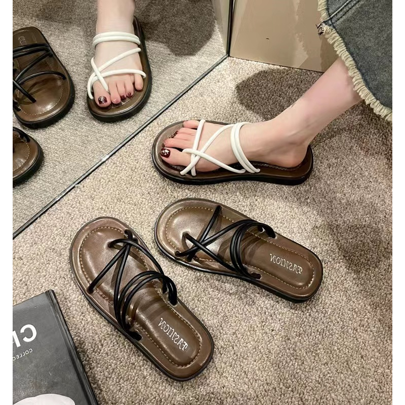 Dép Xỏ Ngón Đế Mềm Thoải Mái Phong Cách Retro Pháp Cho Nữ