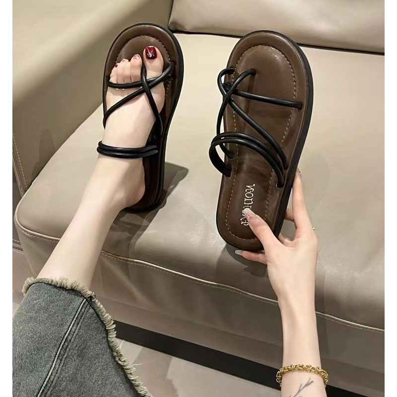 Dép Xỏ Ngón Đế Mềm Thoải Mái Phong Cách Retro Pháp Cho Nữ