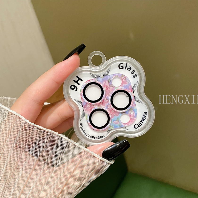 Kính Cường Lực Bảo Vệ Ống Kính Máy Ảnh Họa Tiết Hoạt Hình Cho iPhone 11 12 13 14 promax plus 12 13 mini