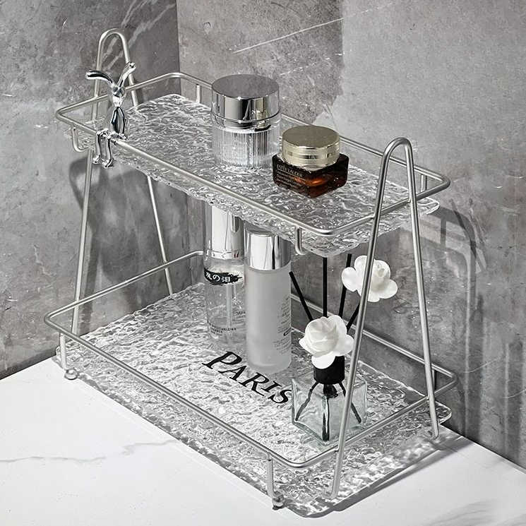 kệ để đồ đa năng Giá lưu trữ mỹ phẩm hai lớp để bàn Giá lưu trữ bàn chải đánh răng
