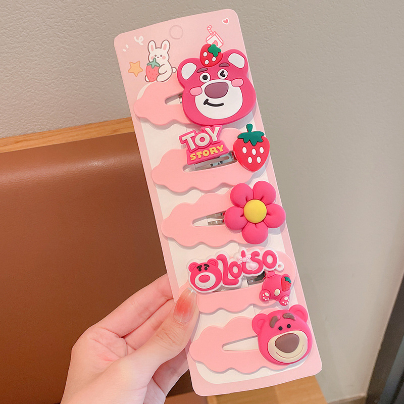✨✨Set 5 kẹp gấu dâu Lotso hình đám mây màu hồng nhạt pastel dễ thương