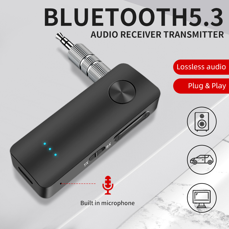 Thiết Bị Nhận Tín Hiệu Bluetooth 5.3 T66 Có Giắc Cắm 3.5mm AUX Không Dây Cho Loa Xe Hơi