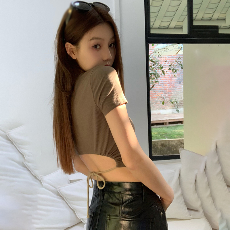 Áo Croptop Tay Ngắn Màu Sắc Thanh Lịch