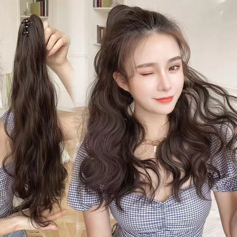 Tóc Giả Đuôi Ngựa Thẳng Dài 50cm Bằng Sợi Tổng Hợp Màu Đen Nâu Tự Nhiên Hai Phong Cách Dành Cho Bạn