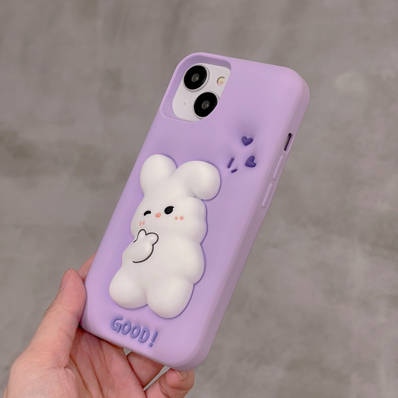 Ốp Điện Thoại Silicone Chống Sốc In Hình Thỏ Trắng Cho iPhone 11 xs max 7P / 8 Plus / 12pro / 13 / 14pro max