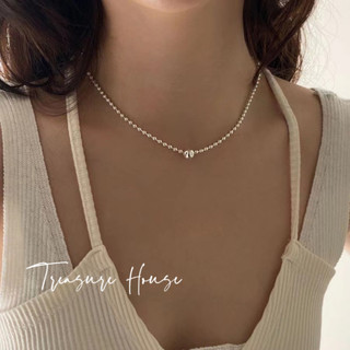 Dây chuyền bạc s925 đính hạt tròn thời trang cho nữ