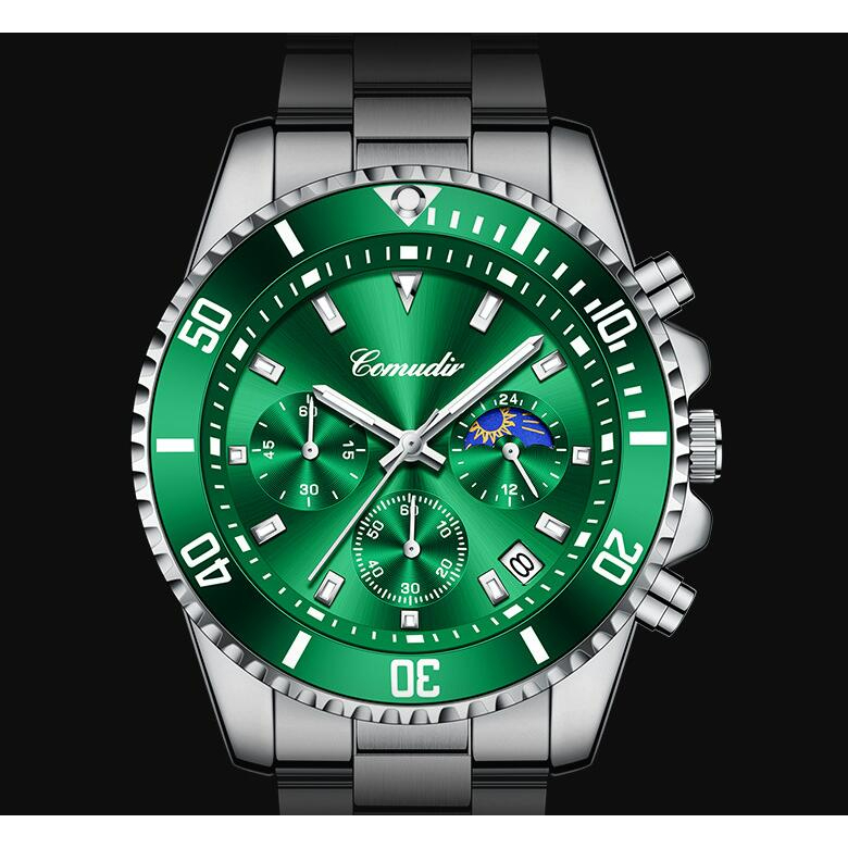 Real Three Eyes Đồng Hồ Quartz Nam Chống Thấm Nước