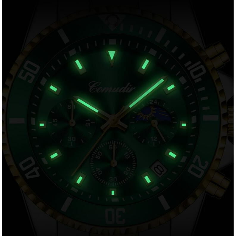 Real Three Eyes Đồng Hồ Quartz Nam Chống Thấm Nước