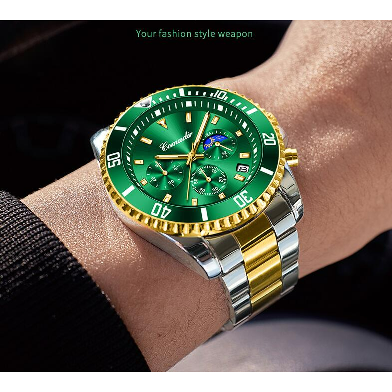 Real Three Eyes Đồng Hồ Quartz Nam Chống Thấm Nước