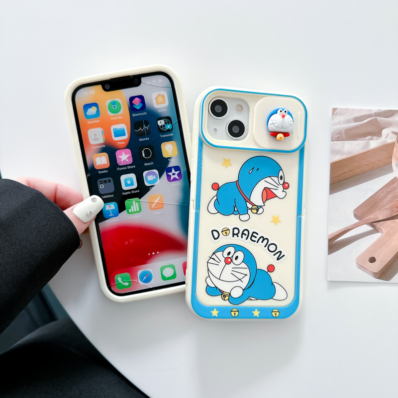 Ốp điện thoại họa tiết hoạt hình thiết kế nắp trượt bảo vệ camera thích hợp cho iPhone 12 11 Pro Max 13 Pro 14 Pro Max