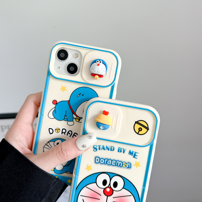 Ốp điện thoại họa tiết hoạt hình thiết kế nắp trượt bảo vệ camera thích hợp cho iPhone 12 11 Pro Max 13 Pro 14 Pro Max