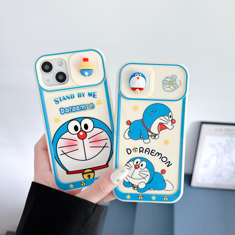 Ốp điện thoại họa tiết hoạt hình thiết kế nắp trượt bảo vệ camera thích hợp cho iPhone 12 11 Pro Max 13 Pro 14 Pro Max