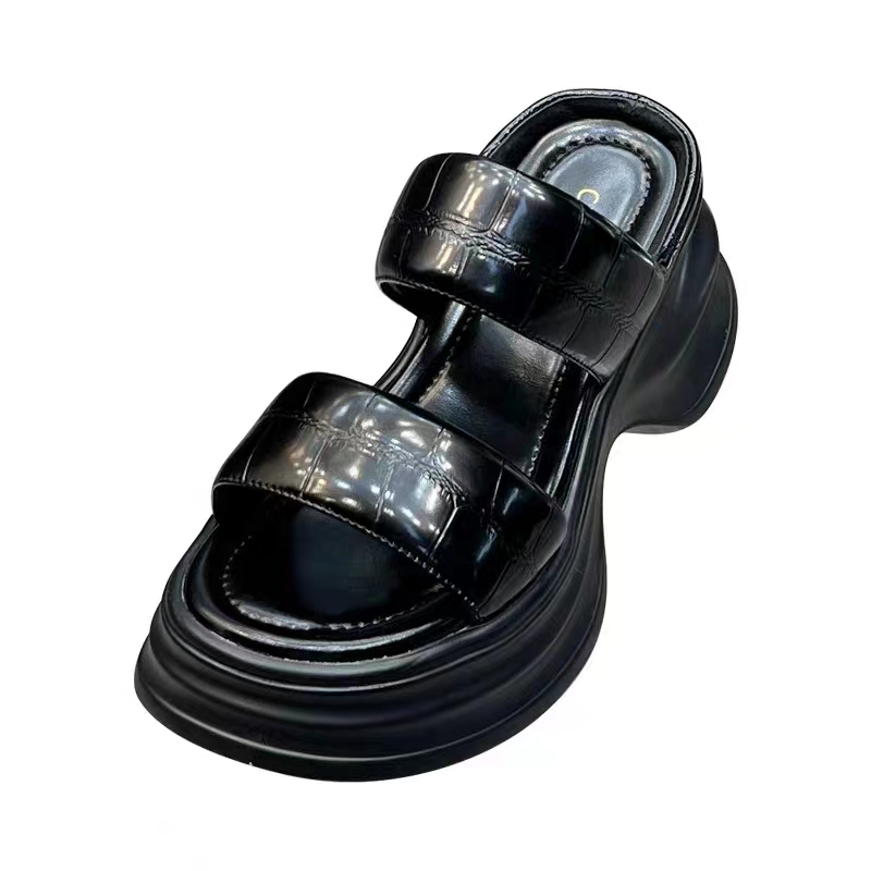 Dép Sandal Đế Dày 6cm Chống Trượt Màu Trắng / Đen Thời Trang Mùa Hè 2023 Cho Nữ