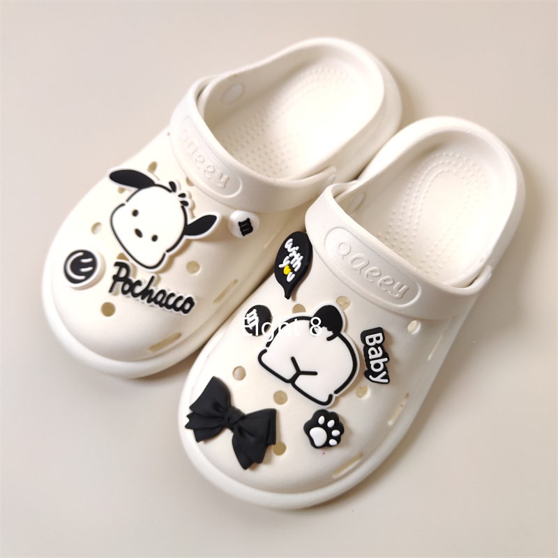 Set 10 Ghim Trang Trí Giày Dép Crocs Jibitz Họa Tiết Hoạt Hình Màu Trắng Đen