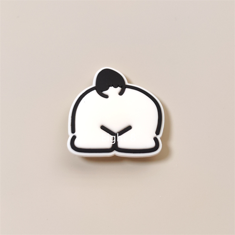 Set 10 Ghim Trang Trí Giày Dép Crocs Jibitz Họa Tiết Hoạt Hình Màu Trắng Đen