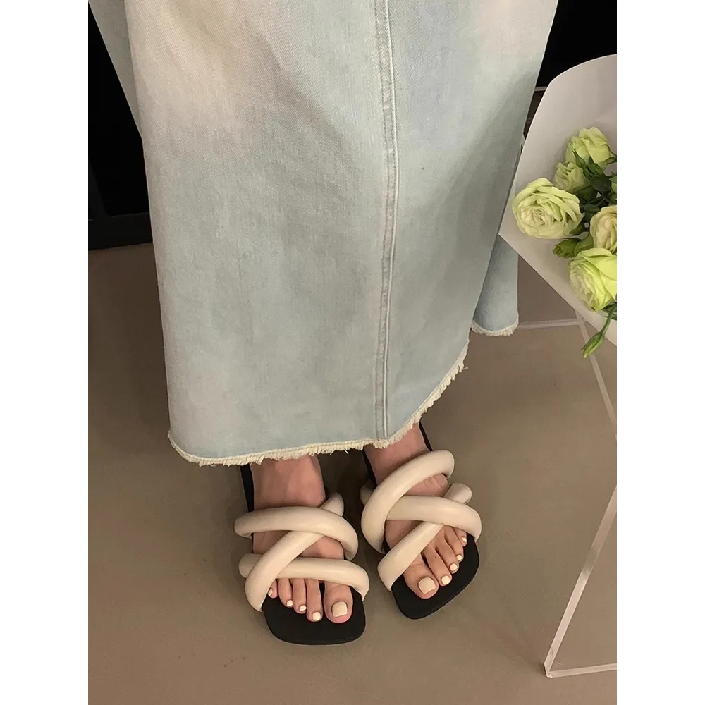 Dép Sandal Đế Dày Thời Trang Mùa Hè Phong Cách Hàn Quốc Cho Nữ