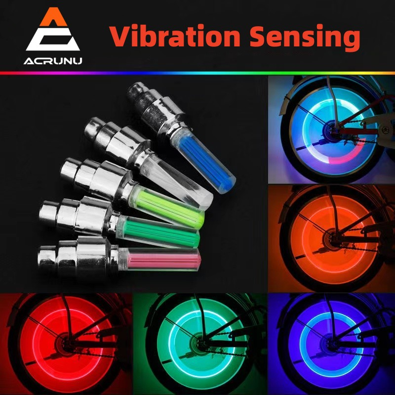 ACRUNU Cặp đèn van xe đạp Đèn pha năm màu Đèn neon xe đạp leo núi