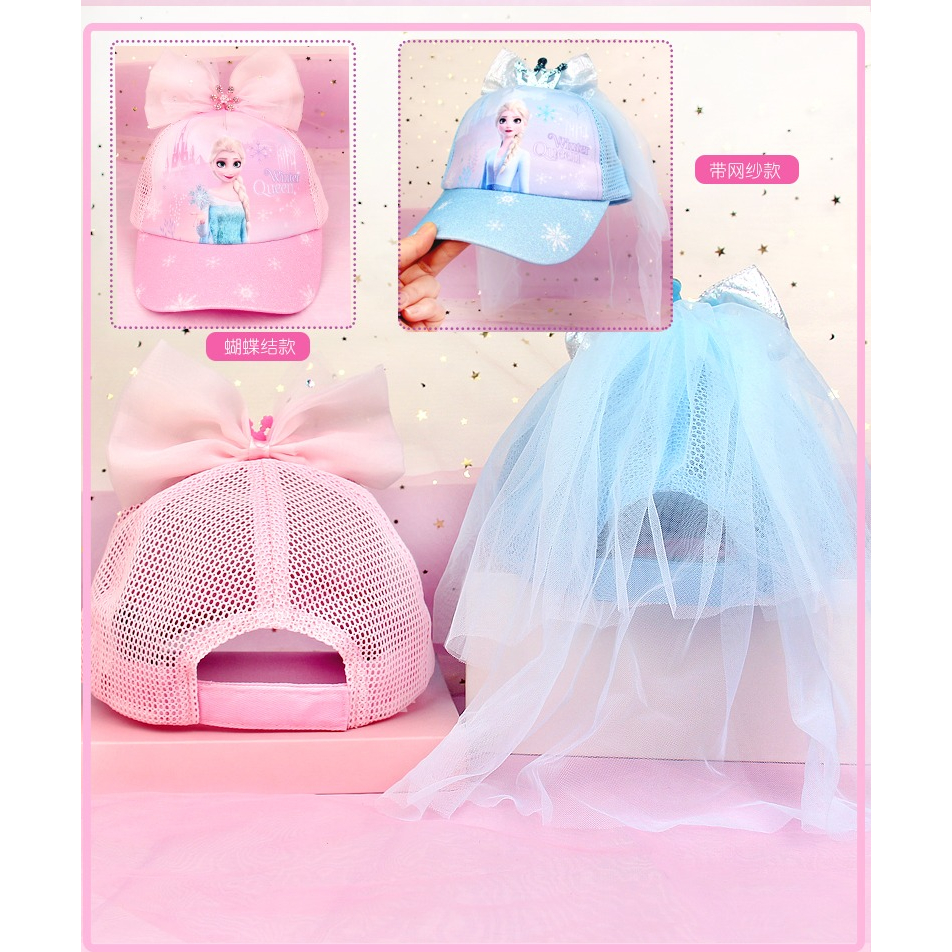Mũ lưỡi trai họa tiết công chúa Elsa Disney cho bé gái từ 3-14 tuổi