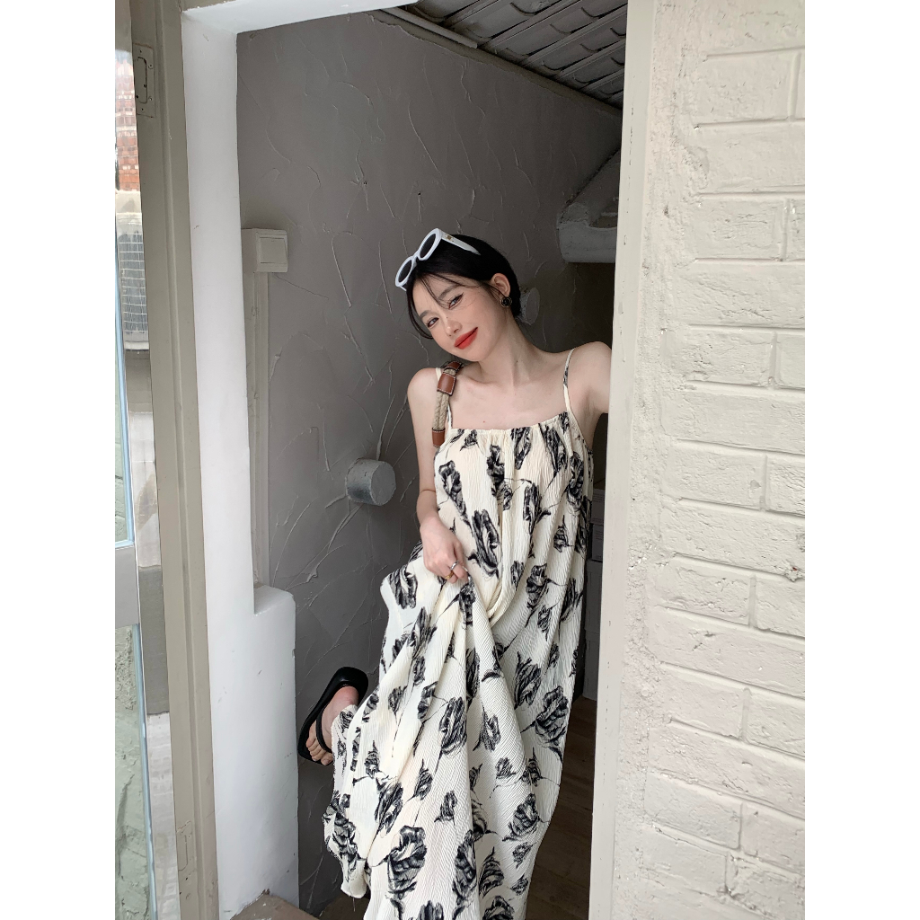 Minimalist Labo Đầm Dài Hai Dây In Họa Tiết Thời Trang Mùa Hè 2023 Cho Nữ