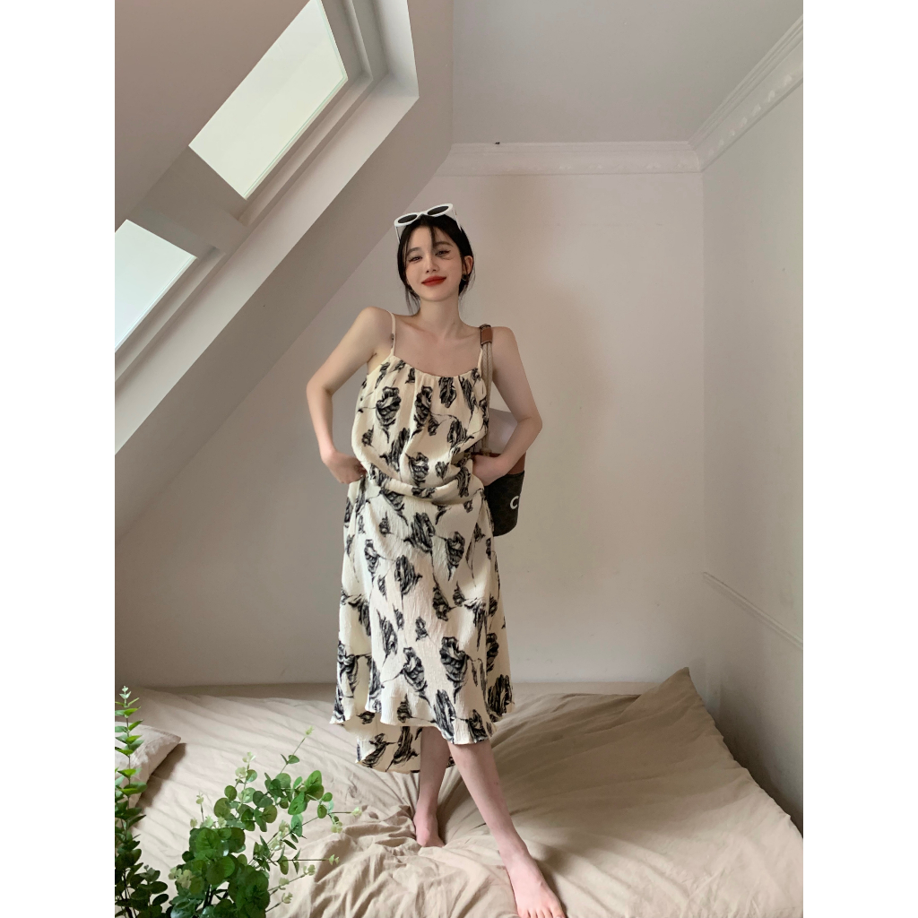 Minimalist Labo Đầm Dài Hai Dây In Họa Tiết Thời Trang Mùa Hè 2023 Cho Nữ
