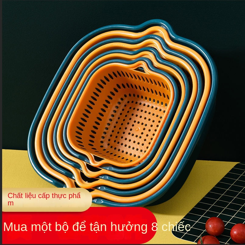 Rổ Rửa Rau Củ Quả Hai Lớp Ráo Nước Tiện Lợi Cho Nhà Bếp