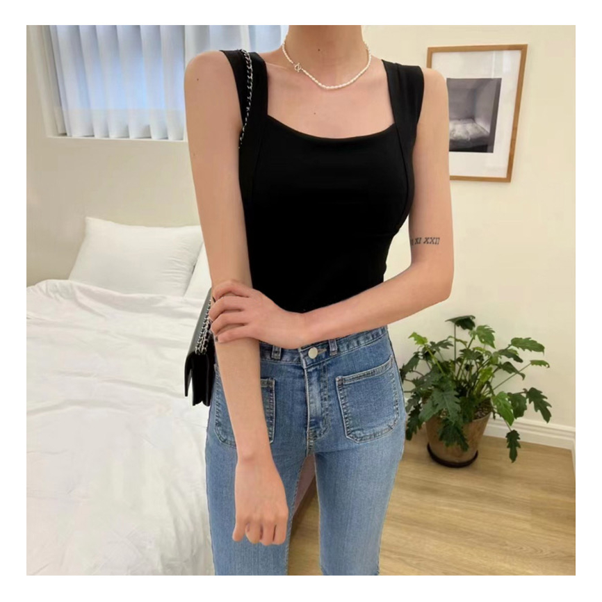 Xiaozhainv Áo Croptop Hai Dây Dáng Ôm Phong Cách Hàn Quốc Thời Trang Mùa Hè 4 Màu Tùy Chọn