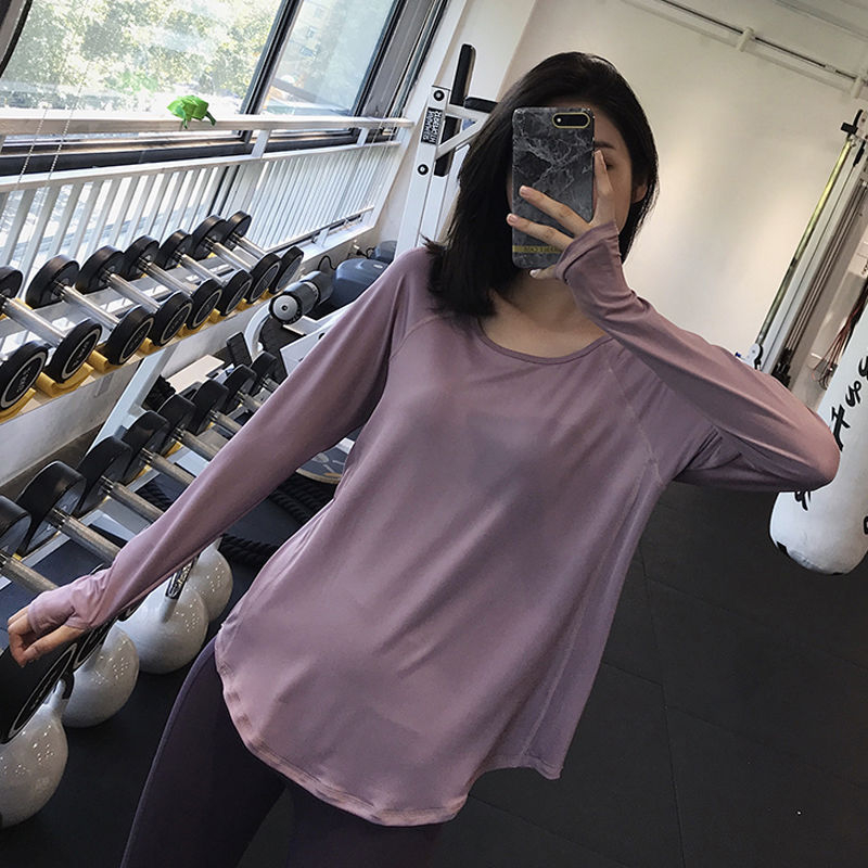 Áo Thun Thể Thao Tay Dài Dáng Rộng Chất Vải Khô Thoáng Nhanh Thời Trang Mùa Thu Cho Nữ