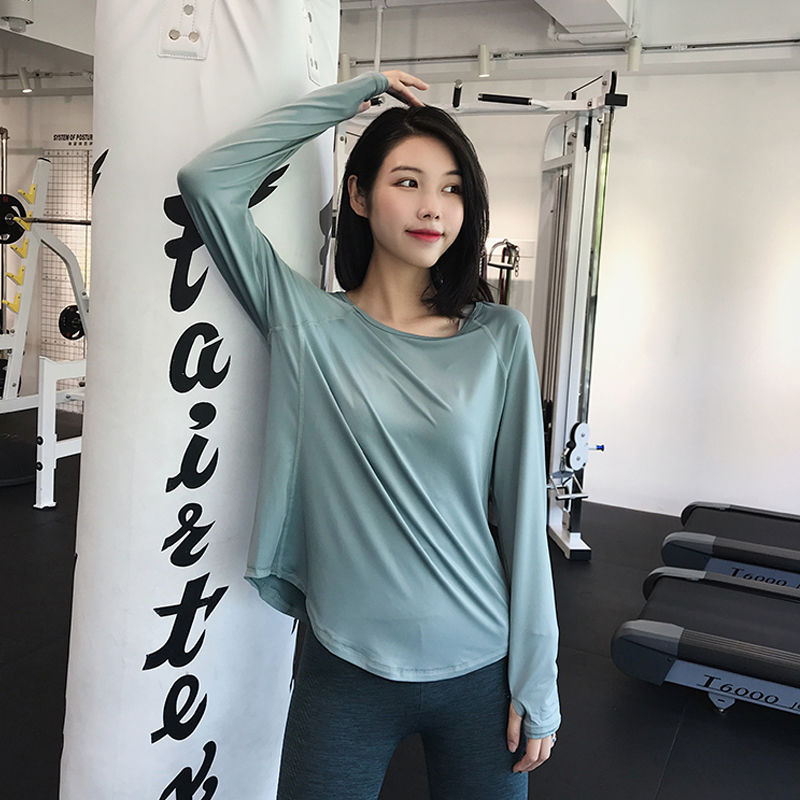 Áo Thun Thể Thao Tay Dài Dáng Rộng Chất Vải Khô Thoáng Nhanh Thời Trang Mùa Thu Cho Nữ