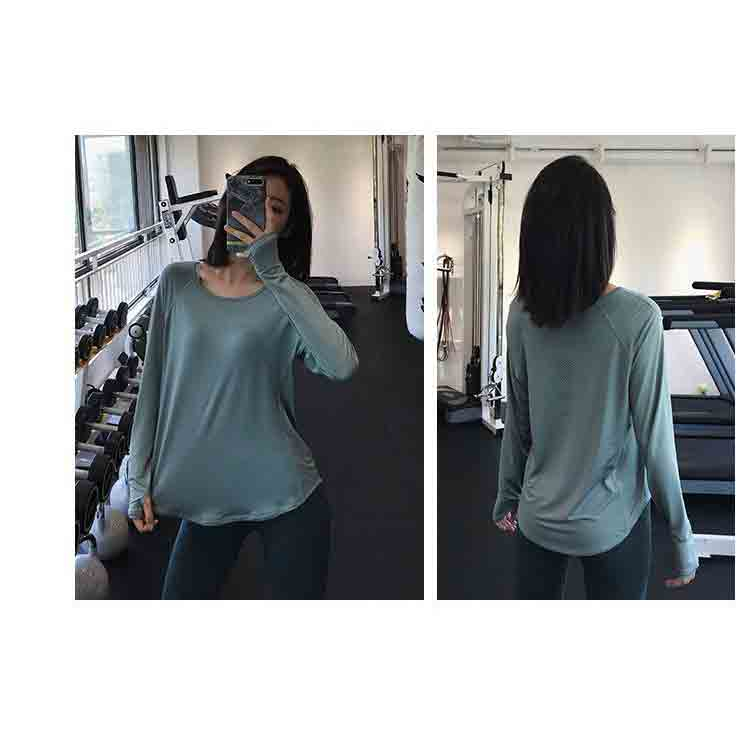 Áo Thun Thể Thao Tay Dài Dáng Rộng Chất Vải Khô Thoáng Nhanh Thời Trang Mùa Thu Cho Nữ