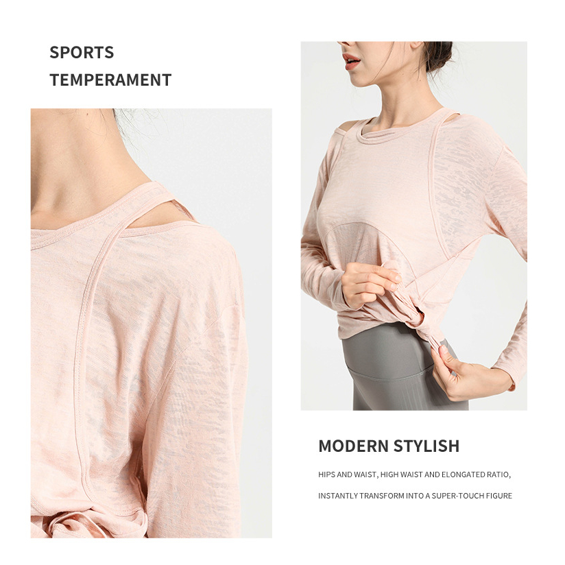 Áo Thun Thể Thao Tay Dài Dáng Ôm Thoáng Khí Thời Trang Quyến Rũ Cho Nữ