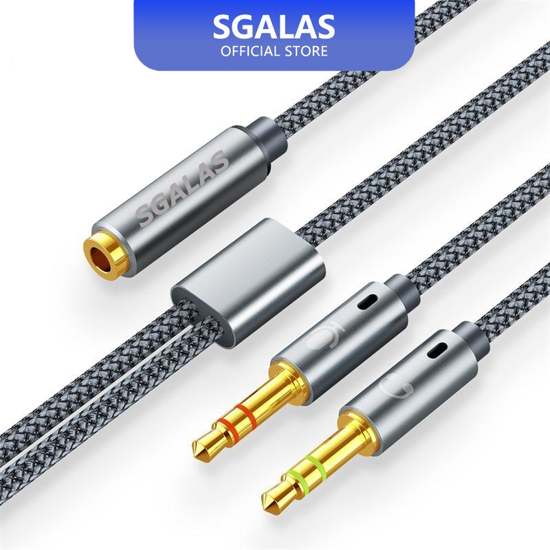 Bộ chia âm thanh nổi SGALAS từ ổ cắm sang 2 giắc cắm tai nghe có Mic 3.5mm Aux cho máy tính xách tay/ máy tính bàn