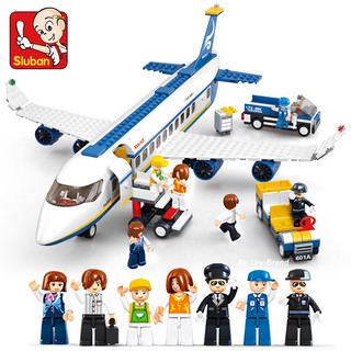 Sluban City Máy Bay Hàng Không Hành Khách Sân Bay Máy Bay Lớn Trắng Airbus Phi Công Khối Xây Dựng Đồ Chơi Cho Trẻ Em