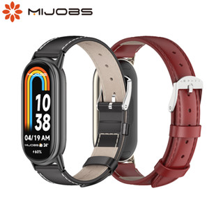 MIJOBS Dây đeo cổ tay bằng da cho Xiaomi Mi Band 10 9 8 Vòng đeo tay Dây đeo thay thế bằng da thời trang Miband 8 NFC Correa Mi Smart Band 8 Dây đeo cổ tay