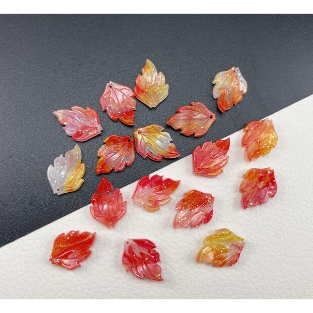 Bộ 5 Hạt Nhựa acrylic Hình Lá Lửa Dùng Làm Trang Sức diy Kích Thước 16x22mm y1797