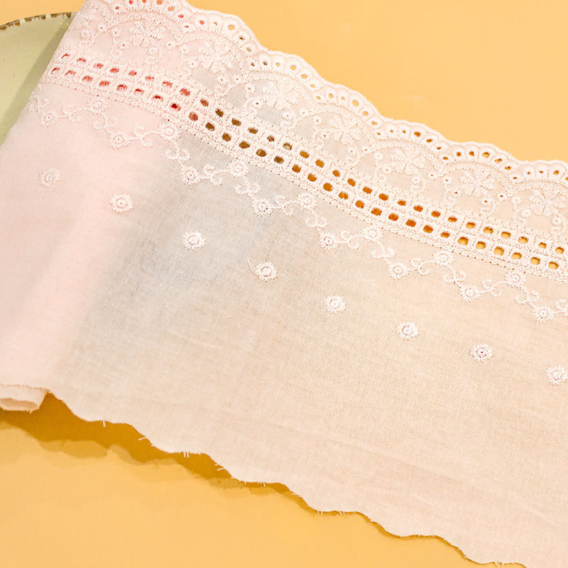 Cuộn Dây Ruy Băng Thêu Ren 1M Rộng 13.5Cm Chất Liệu 100% cotton