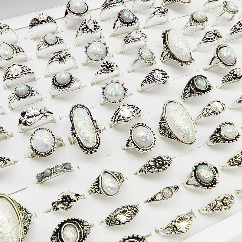 Set 20 Nhẫn Đính Đá Opal Giả Phong Cách Cổ Điển Thanh Lịch Dành Cho Nữ