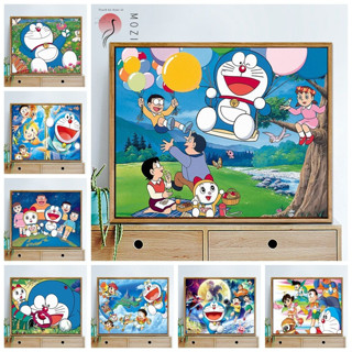 MOZI✨đôrêmon 40*50cm tranh tô màu theo số tranh số hoá anime tranh sơn dầu số hoá tranh số hóa theo yêu cầu tranh tô số hoá tranh số hóa gam sơn acrylic  tranh số hoáTranh Sơn Dầu Kỹ Thuật Số Tự Làm Hình Doraemon 40 * 50cm