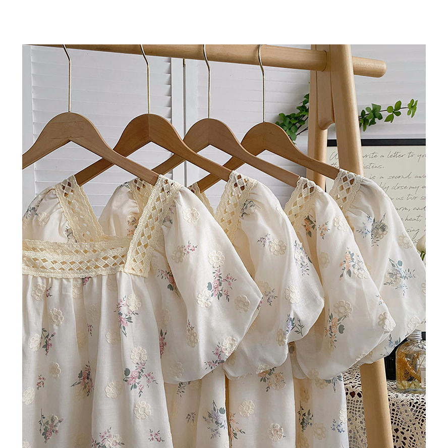Áo Sơ Mi Cotton Tay Ngắn Phồng Thêu Hoa Phong Cách Hàn Quốc Cho Nữ Baju Baju Wanita Lengan Panjang Hàng Mới Có Sẵn