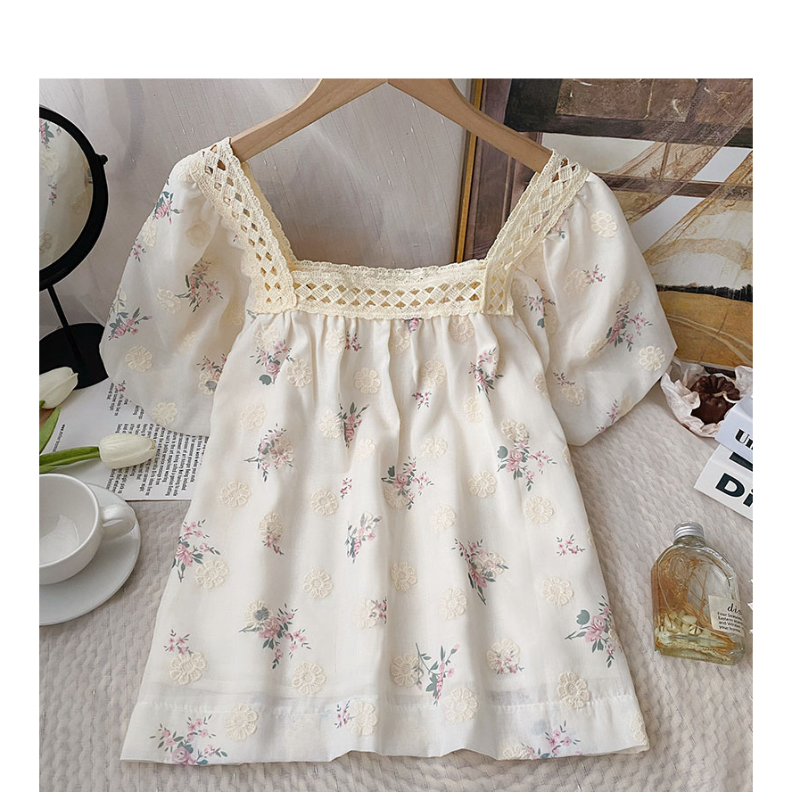 Áo Sơ Mi Cotton Tay Ngắn Phồng Thêu Hoa Phong Cách Hàn Quốc Cho Nữ Baju Baju Wanita Lengan Panjang Hàng Mới Có Sẵn