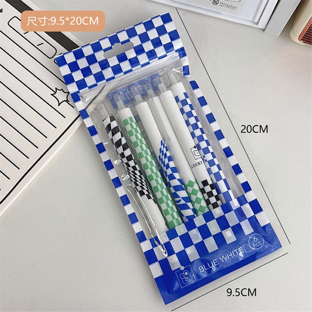 Set 6 Bút Bi Nước Mực Đen Ngòi 0.5mm