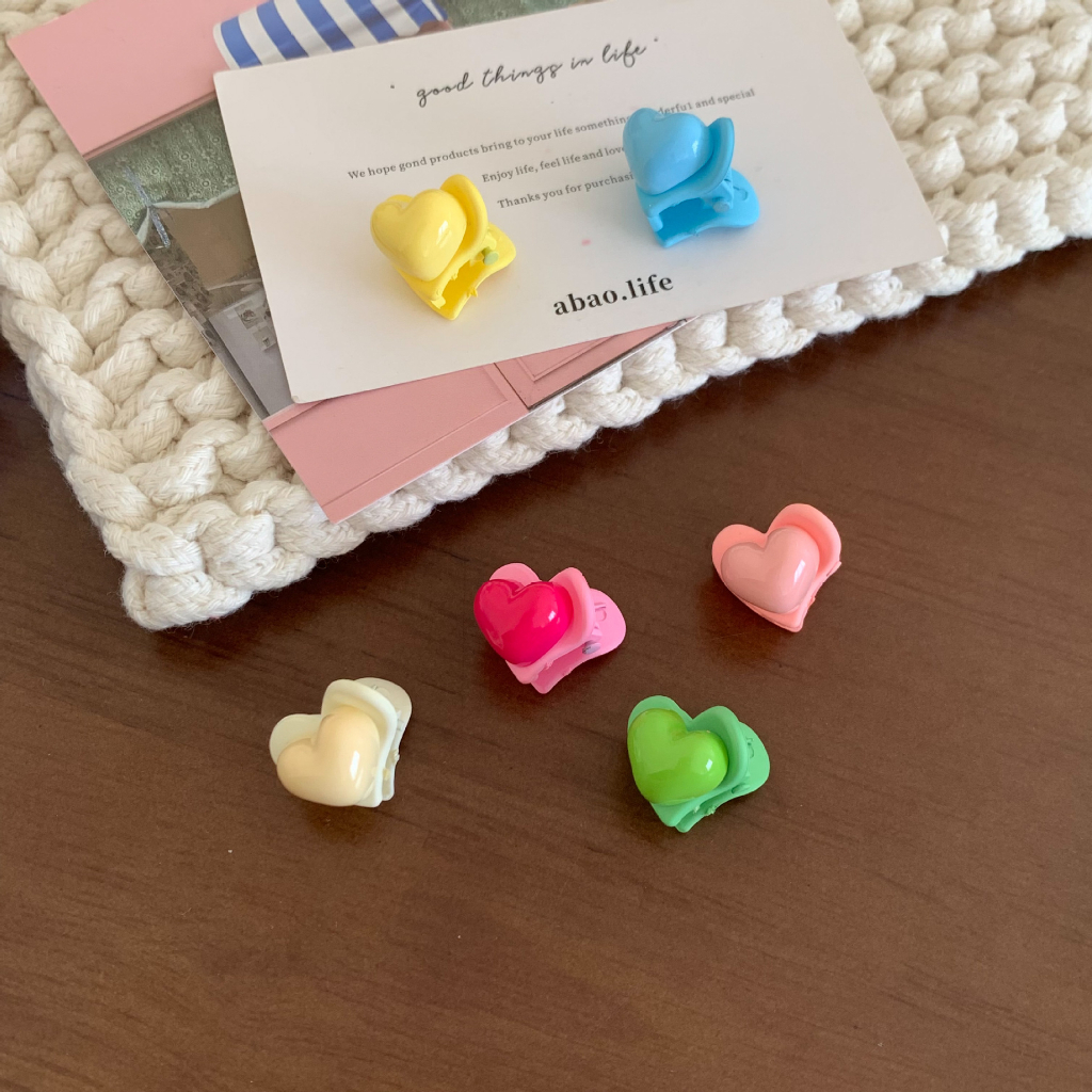 Kẹp Tóc Mini Hình Trái Tim Màu Kẹo Ngọt Dễ Thương Cho Nữ