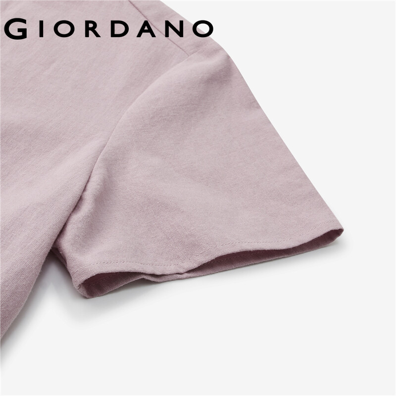 Đầm nữ GIORDANO 05463334 vải linen cotton nhún bèo thời trang